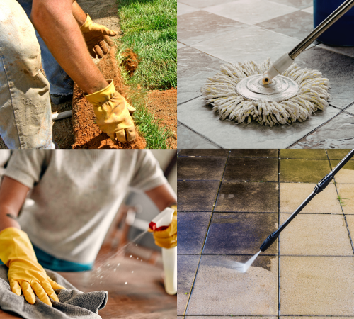 Baobab Property Care team cleaning, gardening and pressure washing a property